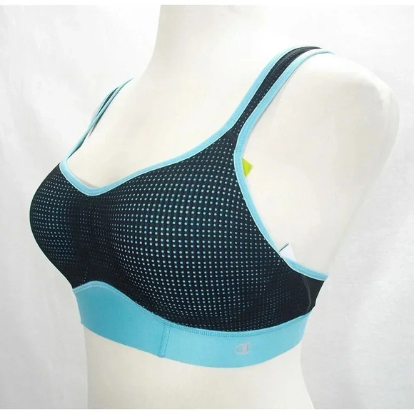 36B Champion Mesh Overlay Wire Free Sports Bra With SmoothTec Band Gray Aqua NWT - Picture 3 of 4